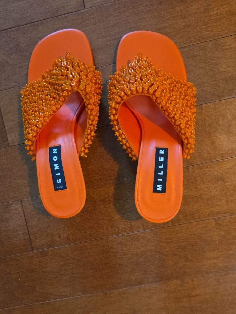Simon Miller Orange Beaded Slide Sandals